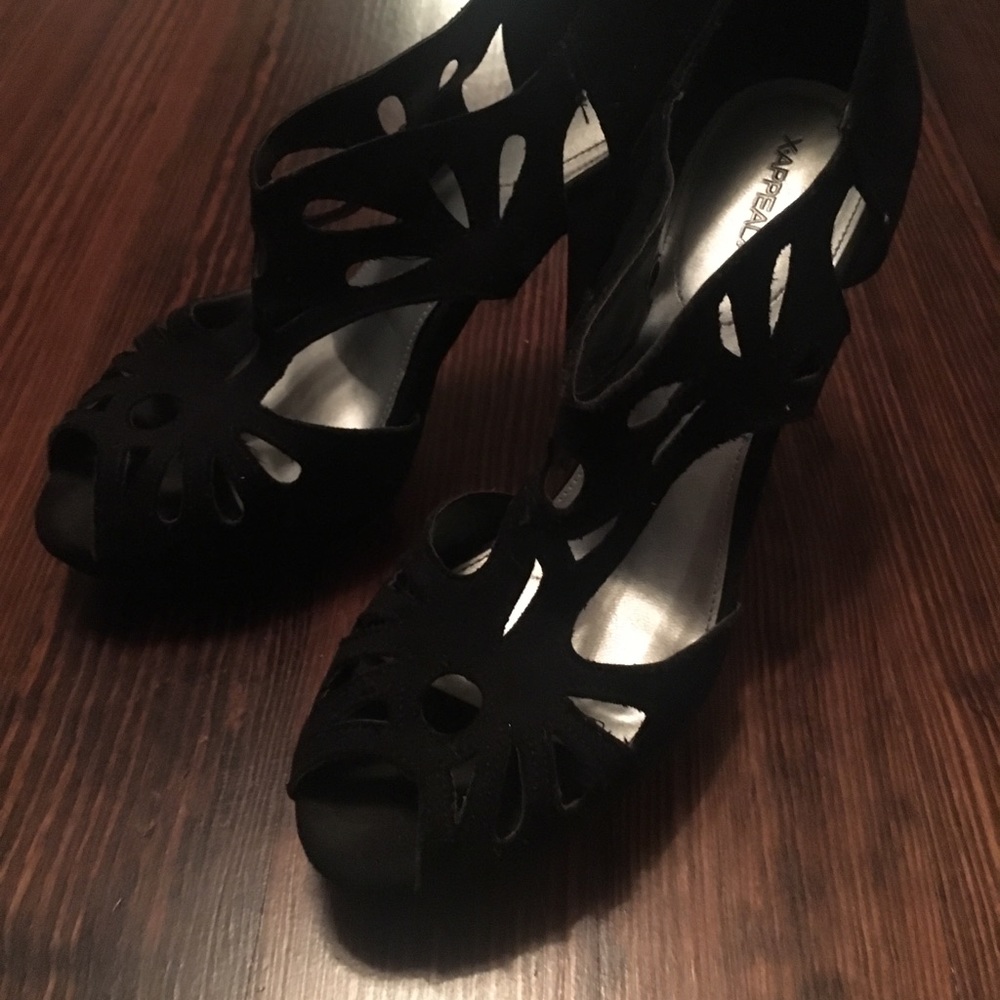 Black Faux Suede Heels